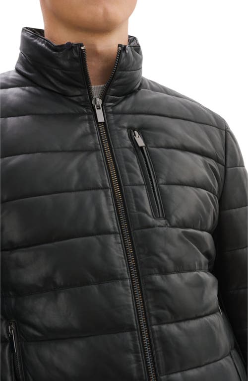 Regency Leather Puffer Jacket In Black