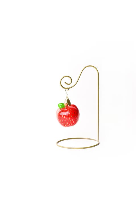 Apple Gold Glass Shaped Ornament with Gold Stand