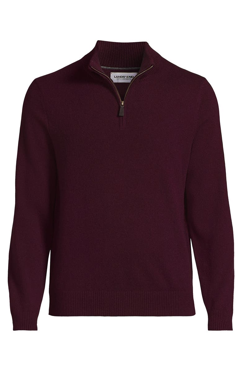 Lands' End Fine Gauge Cashmere Quarter Zip, Alternate, color, Lush Burgundy