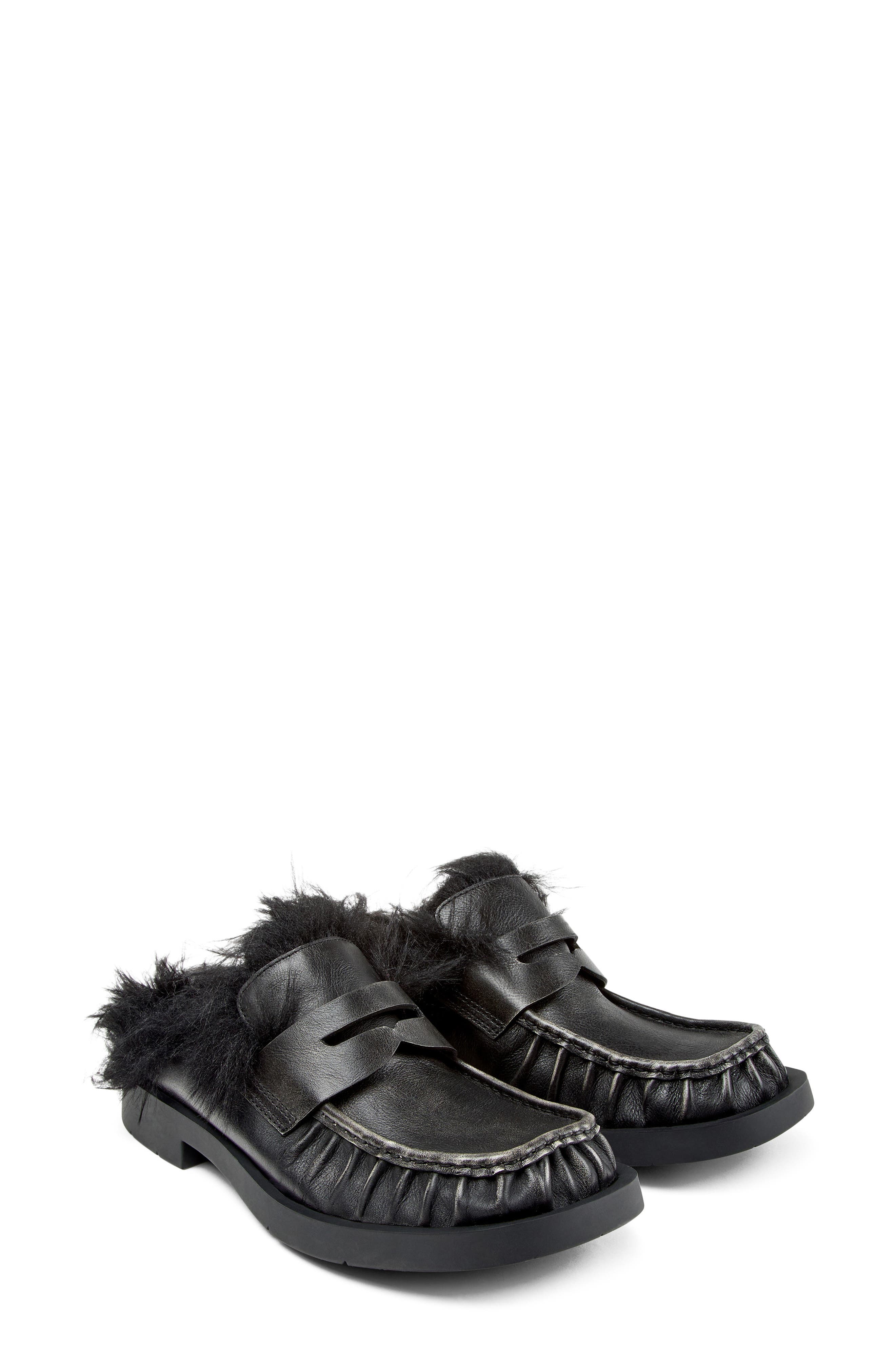 Mil-1978 Leather Mule with Genuine Shearling Trim, Main, color, BLACK MULTI