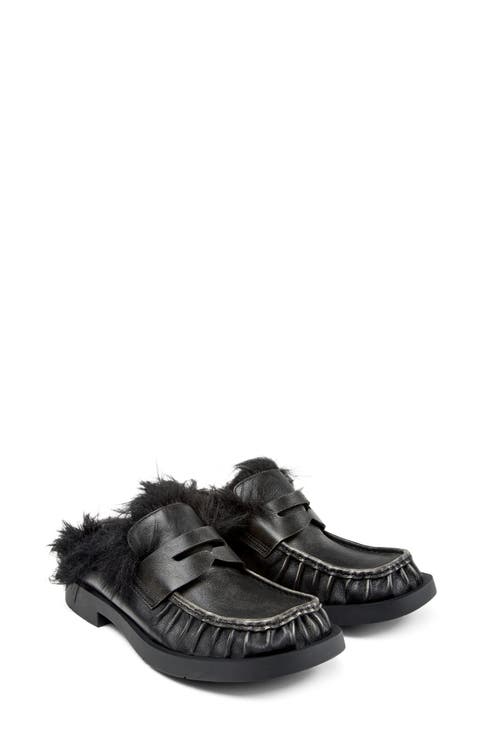 Mil-1978 Leather Mule with Genuine Shearling Trim