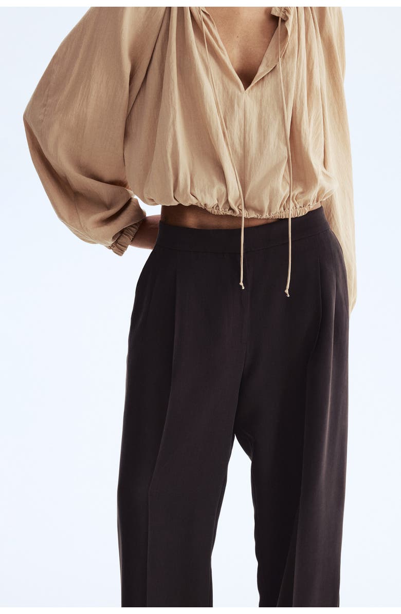 H&M Barrel-leg Twill Trousers, Alternate, color, 