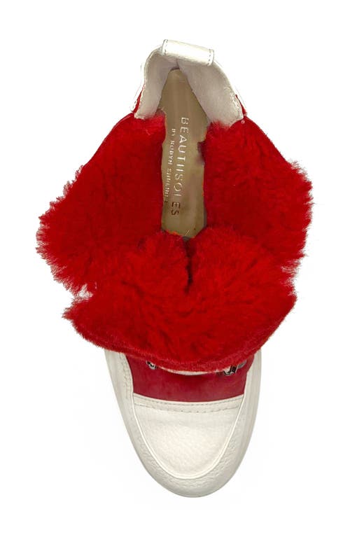 Beautiisoles Francy Genuine Shearling Lined Platform Boot In Red