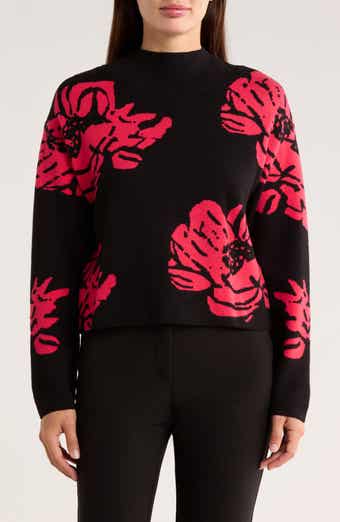 T Tahari Mock Neck Jacquard Sweater