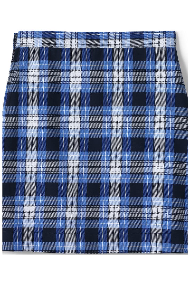 Girls Slim Solid A-line Skirt Below the Knee, Alternate, color, Clear Blue Plaid