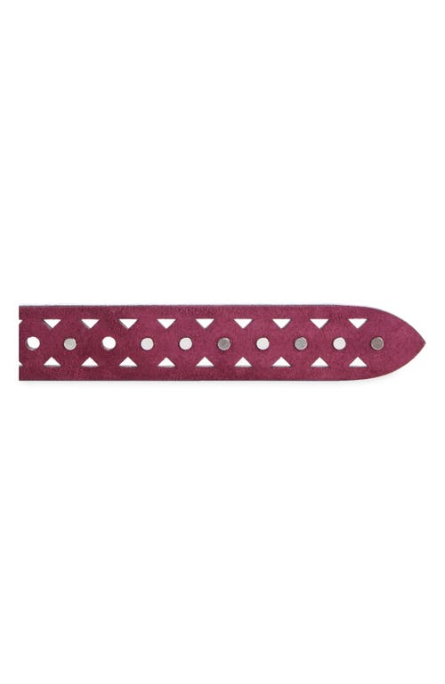 Isabel Marant Ohen Perforated Leather Belt In Raspberry 40ry