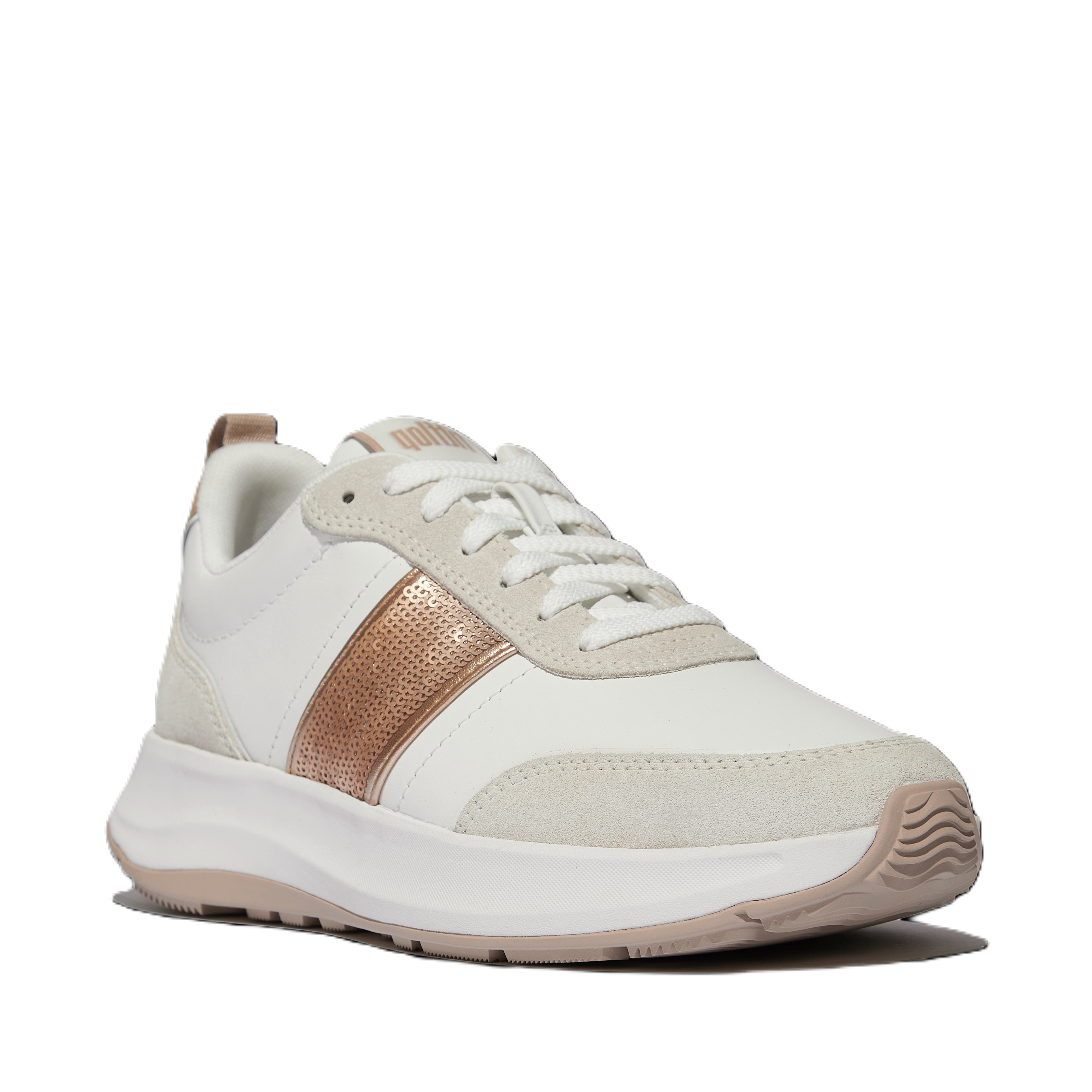 FitFlop F Mode Flow Sequin Flatform, Main, color, Urban White/Classic Beige