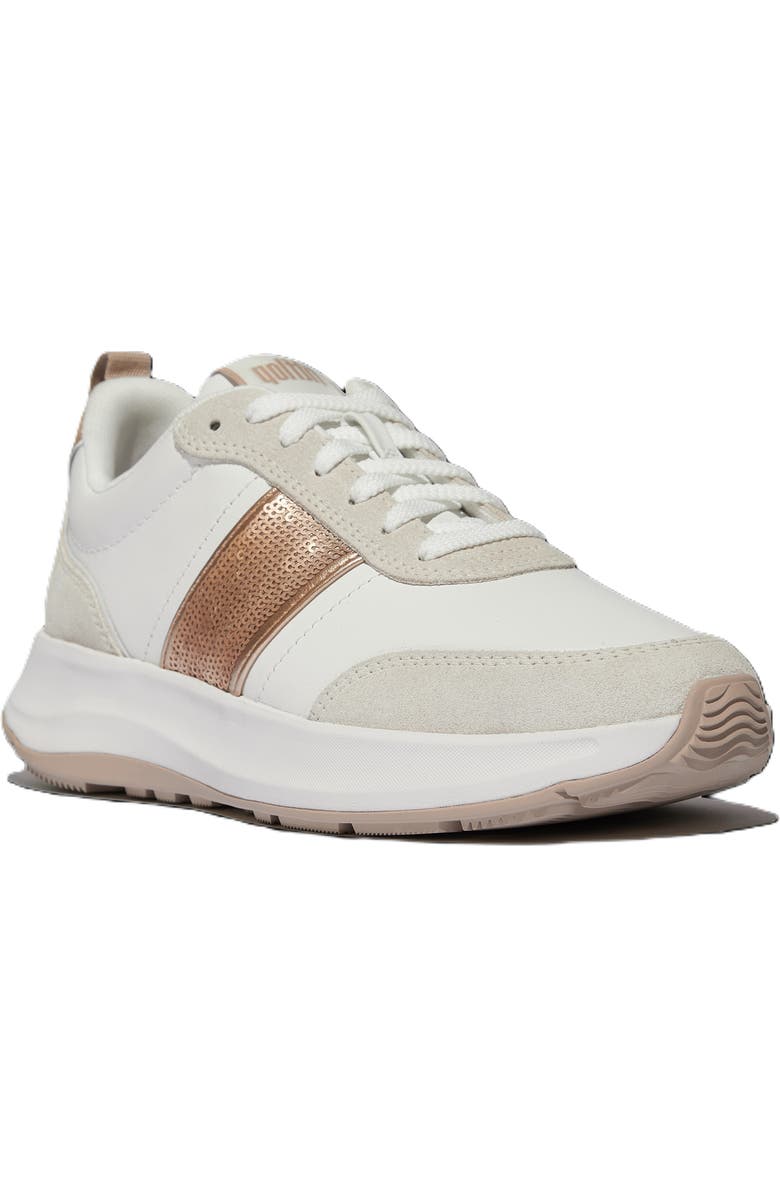 FitFlop F Mode Flow Sequin Flatform, Main, color, Urban White/Classic Beige