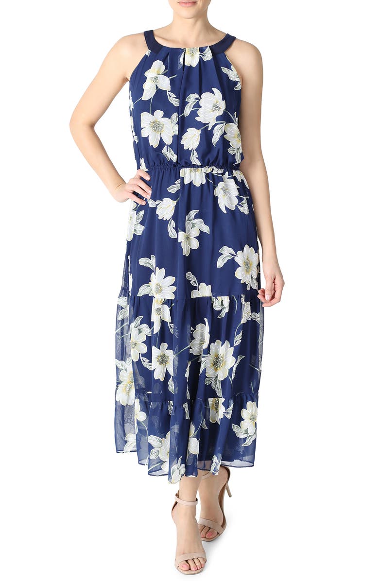 Robbie Bee Floral Chiffon Maxi Dress, Alternate, color, 
