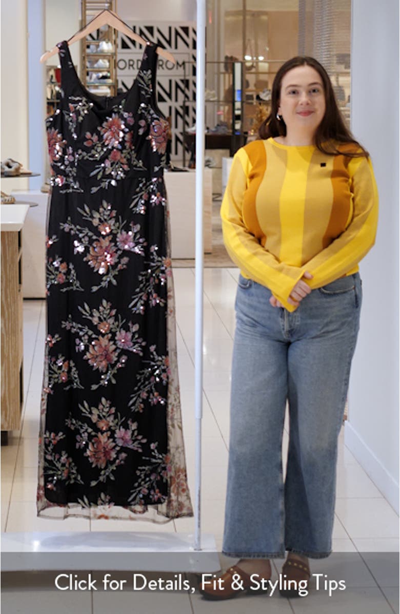 Sequin Mesh Overlay Trumpet Dress, sales video thumbnail