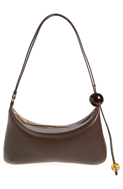 Jacquemus Womens Le Bisou Perle Leather Shoulder Bag Medium Brown In Brown