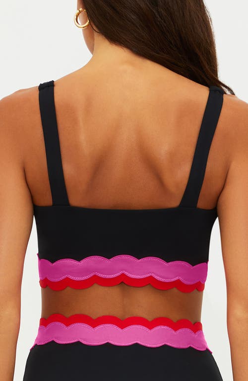 Beach Riot Marin Scallop Colorblock Bikini Top In Black