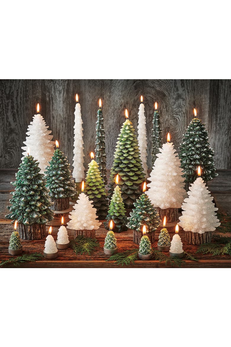 Spruce Tree Shaped Candle, Alternate, color, Green