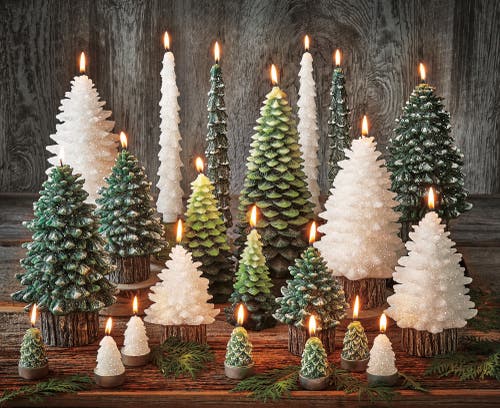 Tag Spruce Med Rustic Tree Candle White Wax 36hr Burn Time In White