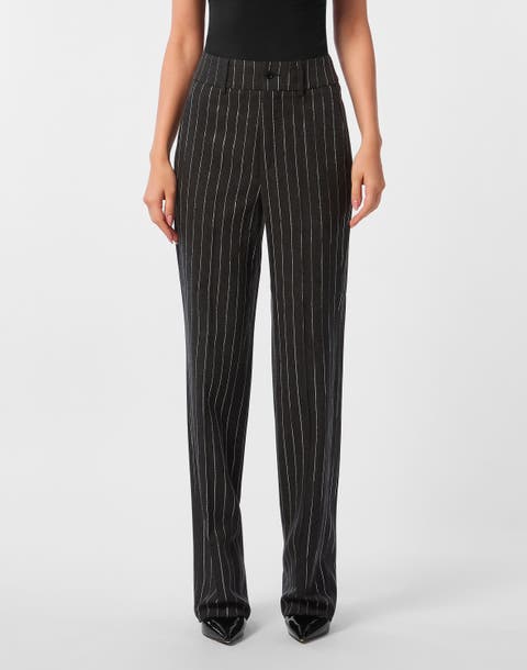 Pinstriped Straight Lady Trousers Women