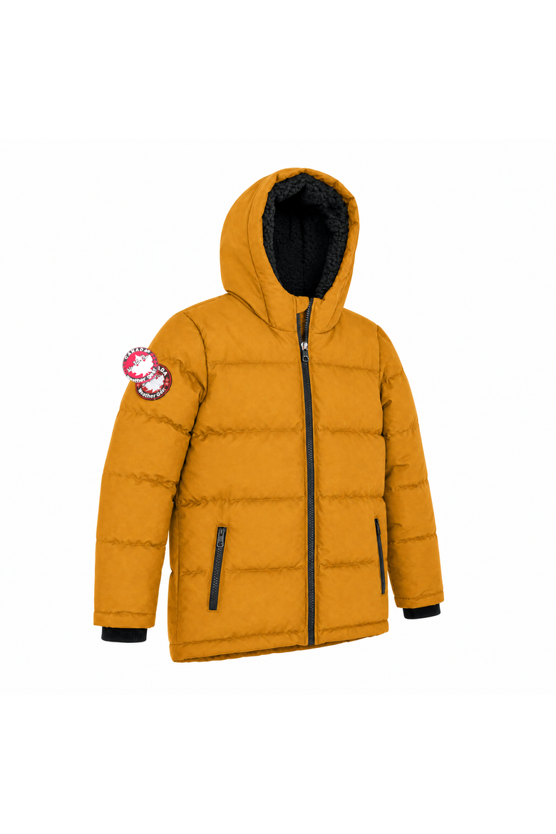 Boys' Fleece Lined Hooded Bubble Puffer Jacket, Alternate, color, Timber