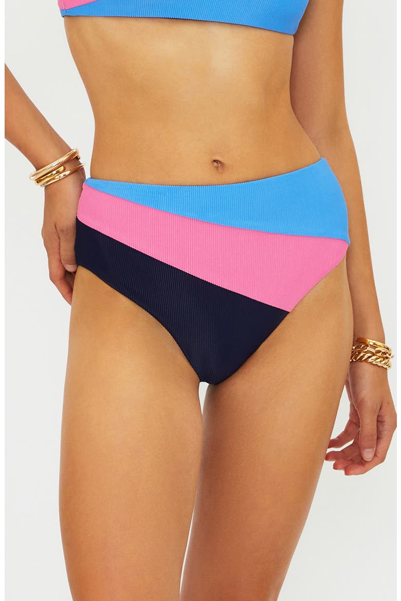 Evie Rib Colorblock Bikini Bottoms, Main, color, PARADISE HARBOR COLORBLOCK