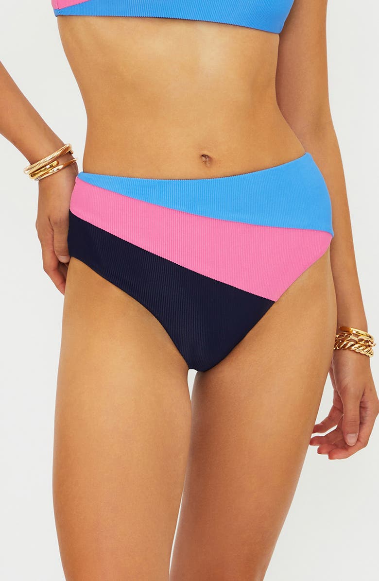 Beach Riot Evie Rib Colorblock Bikini Bottoms, Main, color, Paradise Harbor Colorblock