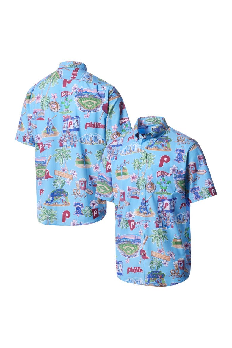 Men's Reyn Spooner Light Blue Philadelphia Phillies Big & Tall Scenic Performance Tri-Blend Aloha Button-Down Shirt, Main, color, Light Blue