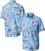 Reyn Spooner Men's Reyn Spooner Light Blue Philadelphia Phillies Big & Tall Scenic Performance Tri-Blend Aloha Button-Down Shirt
