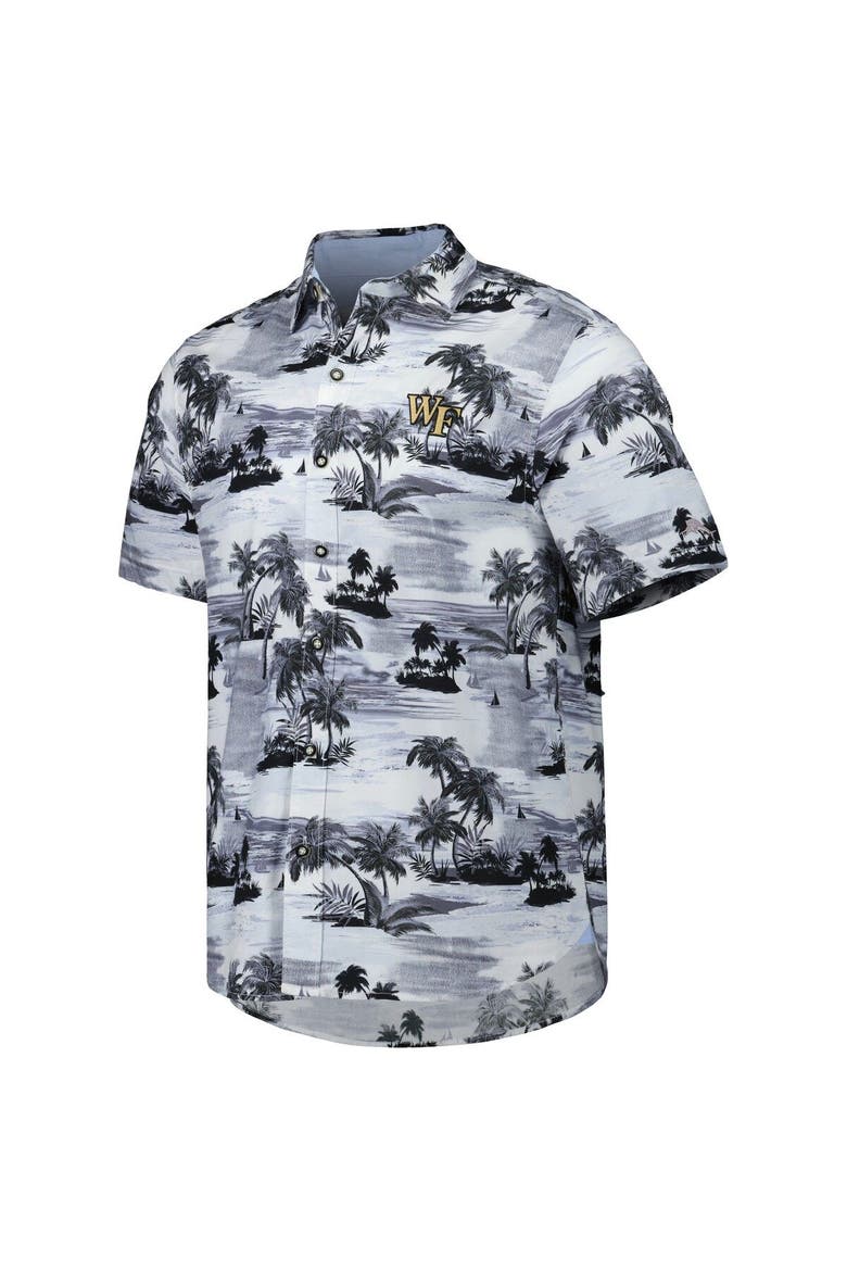 Men's Tommy Bahama Black Wake Forest Demon Deacons Tropical Horizons Button-Up Shirt, Alternate, color, Black