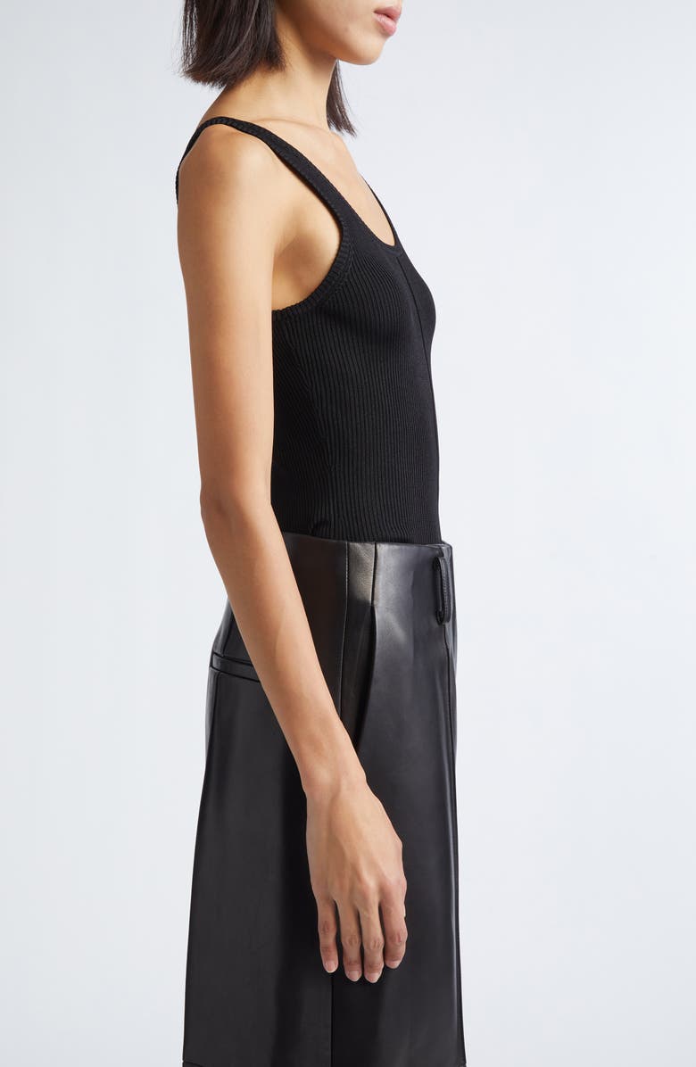 GRACE LING Logo Tag Rib Column Tank, Alternate, color, Black