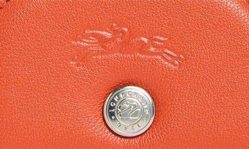 Longchamp Le Pliage Leather Flap Card Case In Orange