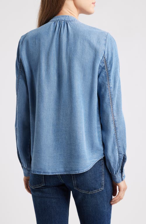 Cloth & Stone Lace Trim Denim Shirt In Blue