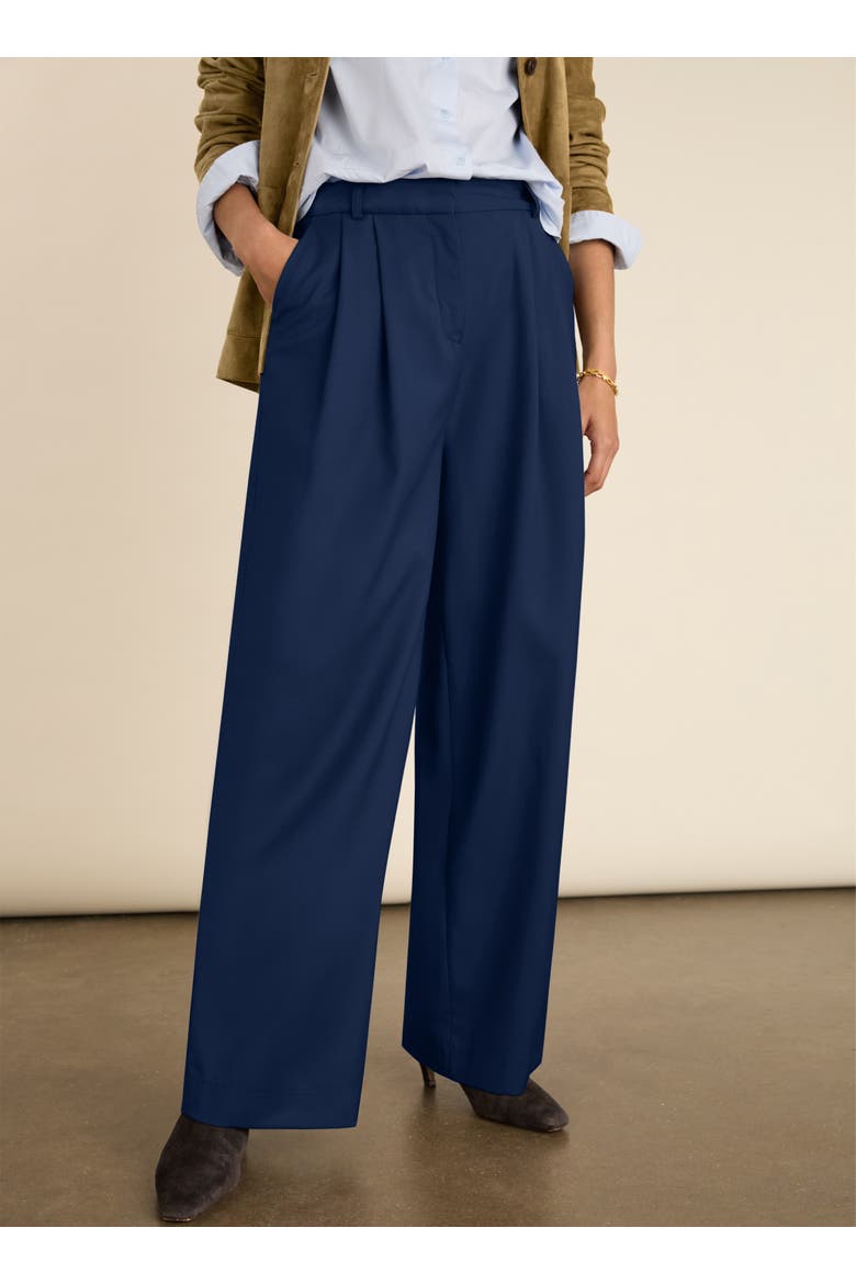 Mika Cool Wool Wide Leg Trousers, Alternate, color, French Navy