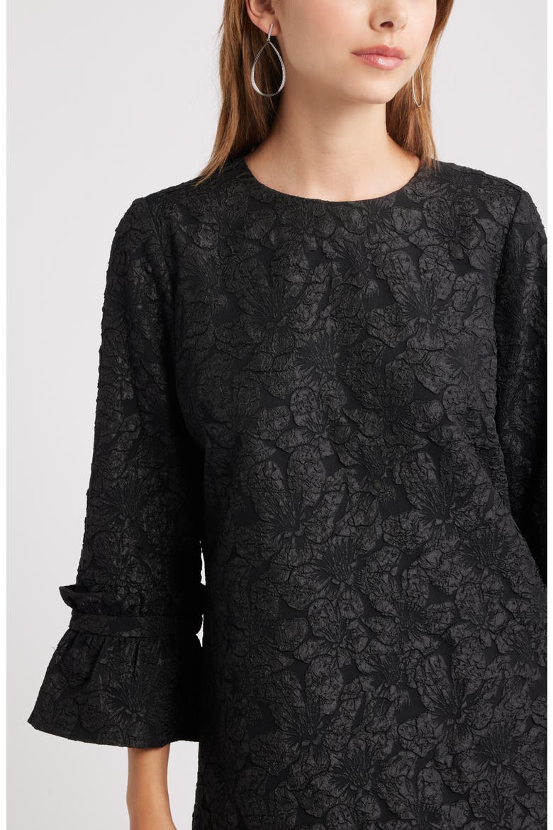 Floral Jacquard Shift Minidress, Alternate, color, BLACK