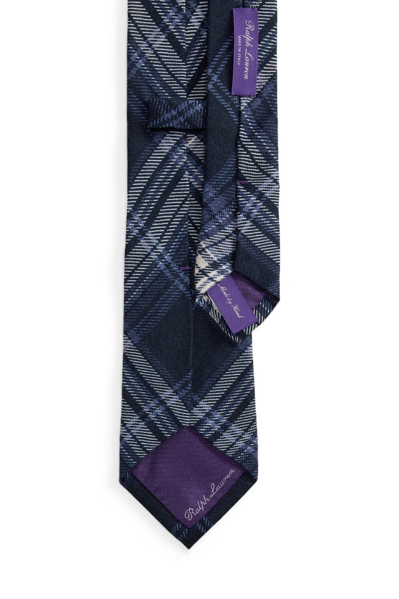 Tonal Plaid Cashmere & Silk Tie, Alternate, color, NAVY