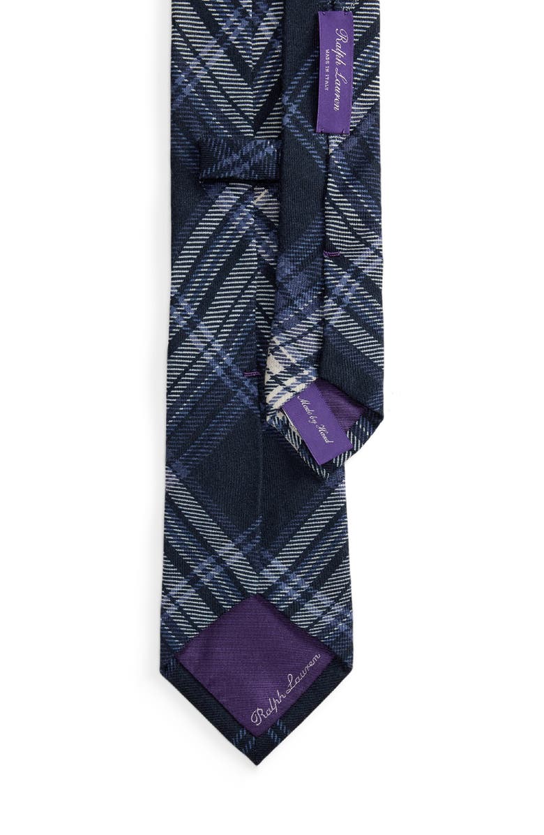 Ralph Lauren Purple Label Tonal Plaid Cashmere & Silk Tie, Alternate, color, Navy