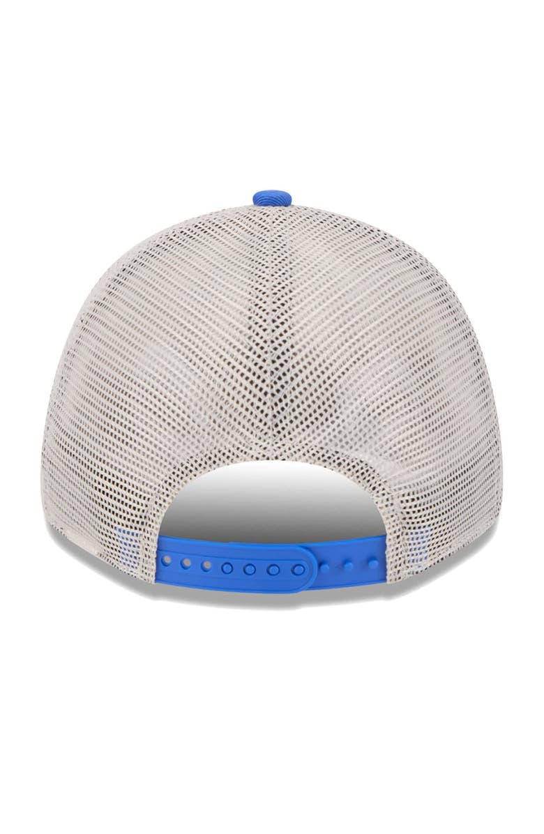 New Era Men's New Era Khaki/Blue Dallas Mavericks Throwback Patch Trucker 9FORTY Adjustable Hat, Alternate, color, Khaki