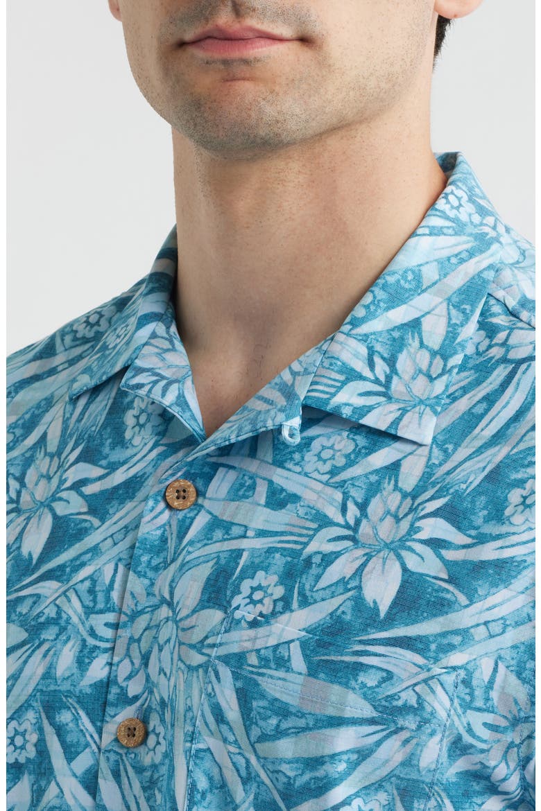 Coastal Ease Aqua Flora IslandZone® Camp Shirt, Alternate, color, MILKY BLUE