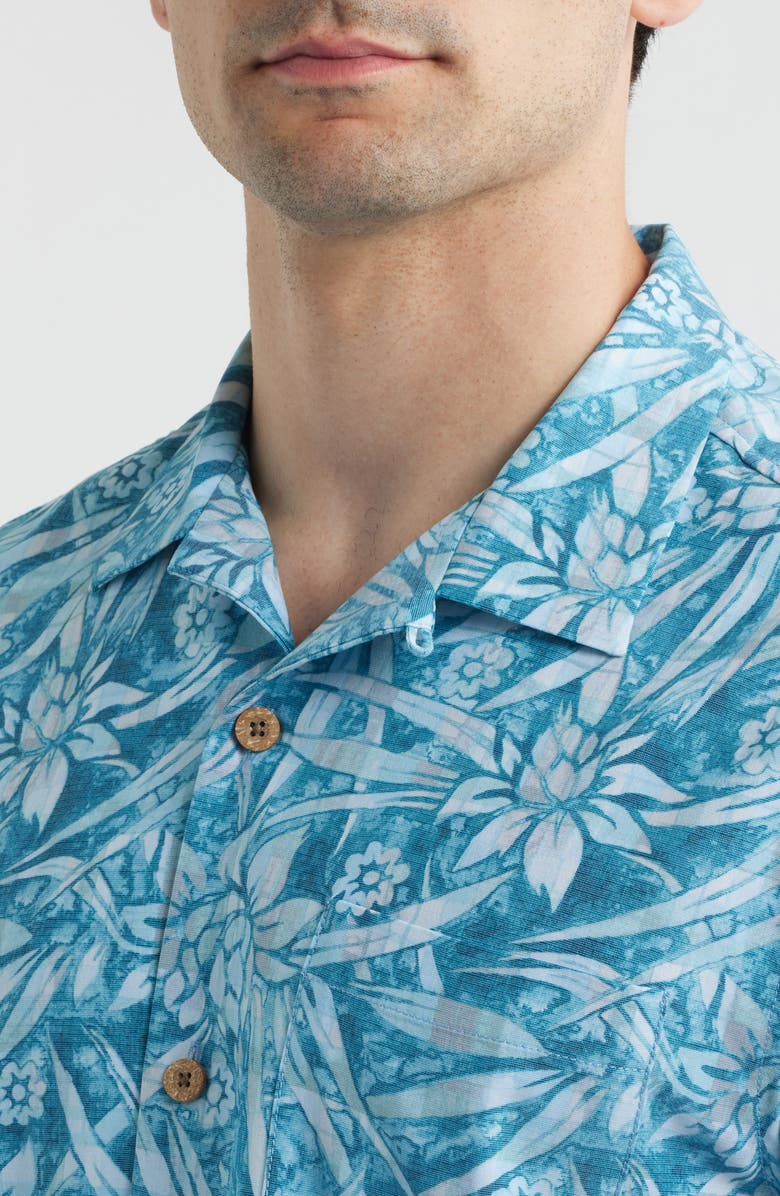 Tommy Bahama Coastal Ease Aqua Flora IslandZone<sup>®</sup> Camp Shirt, Alternate, color, Milky Blue