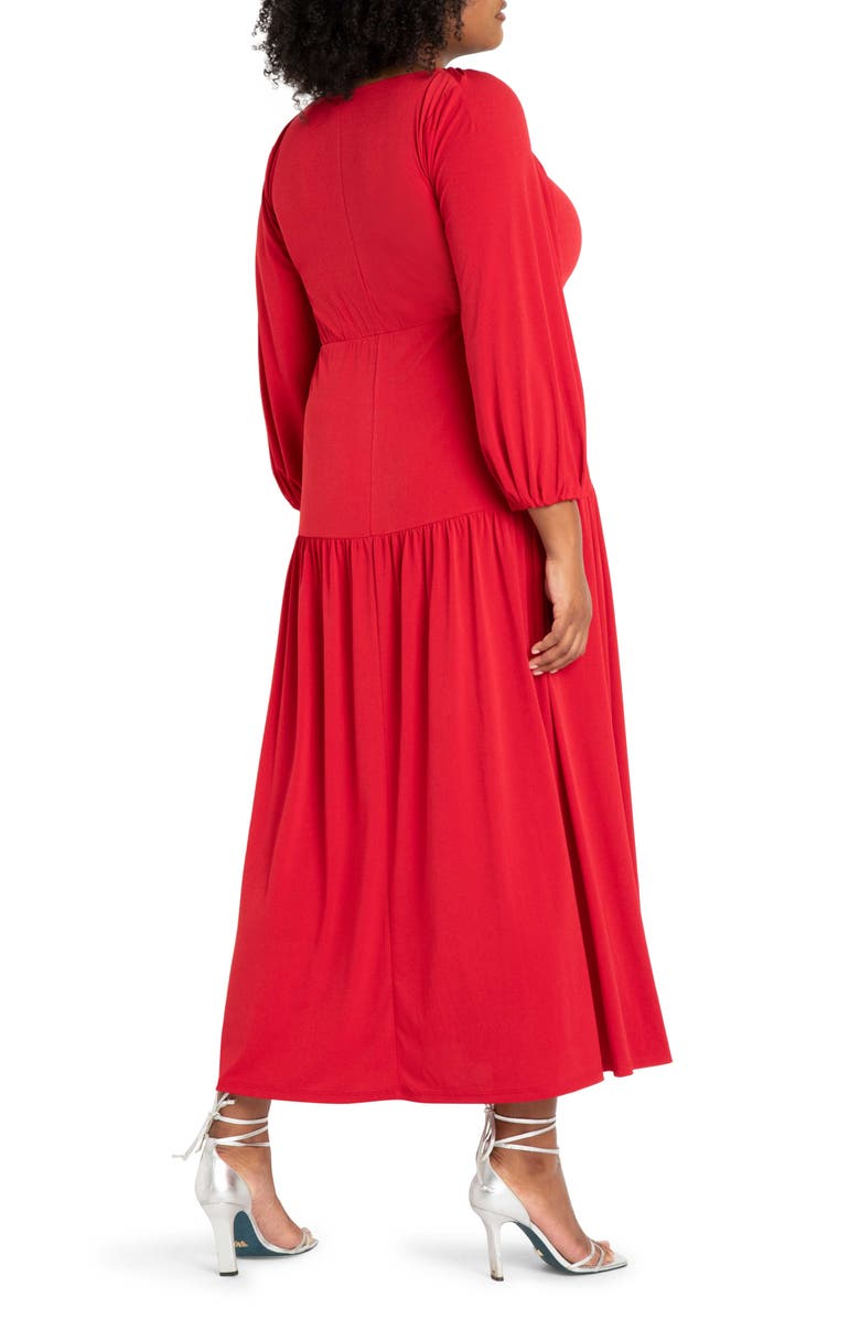 ELOQUII Tie Front Long Sleeve Maxi Dress, Alternate, color,