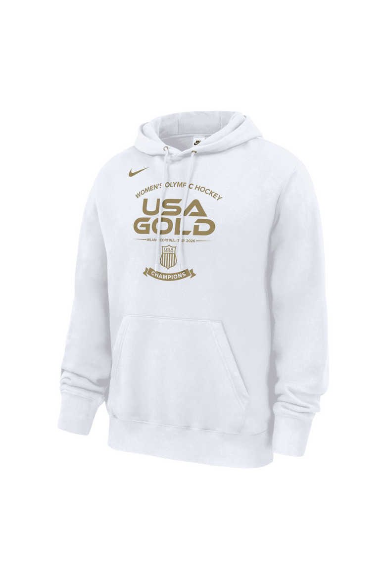 Unisex Nike White Women's USA Hockey 2026 Winter Olympics Gold Medal Fleece Hoodie, Main, color, White
