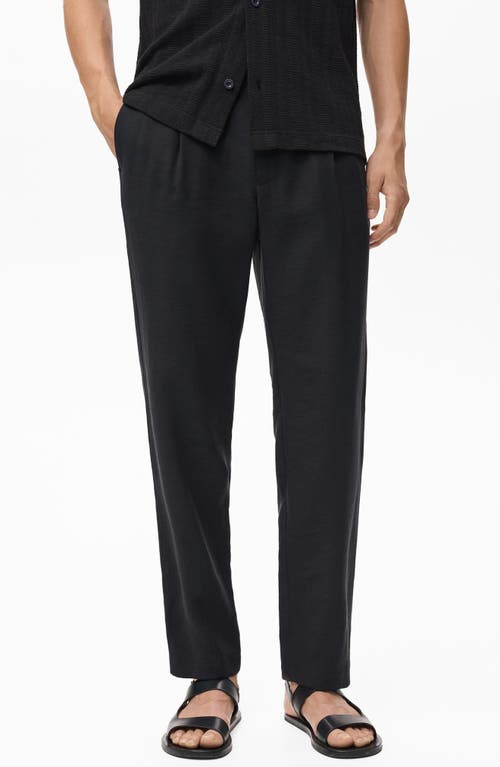 Mango Pleated Straight Fit Pants In Black