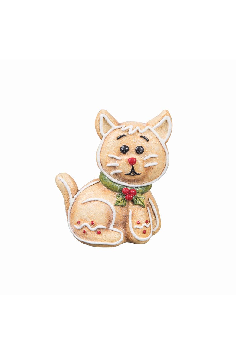 Christmas Kitty Cat Gingerbread Small Figurine, Main, color, Beige