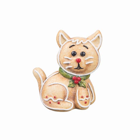Christmas Kitty Cat Gingerbread Small Figurine