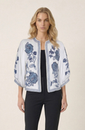 Modenaire Floral Embroidered Open Front Jacket