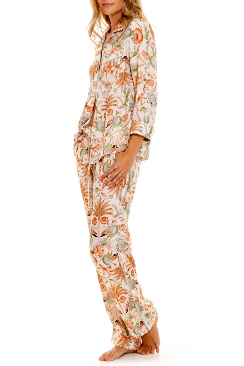 Emma Peach Jungle Linen Pajamas, Alternate, color, PINK