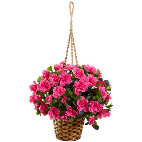 Azalea Flowering Artificial Hanging Basket