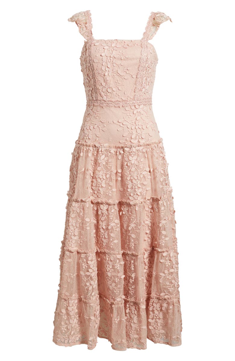Chelsea28 3D Floral Lace Tiered Maxi Dress, Alternate, color, Pink Sepia