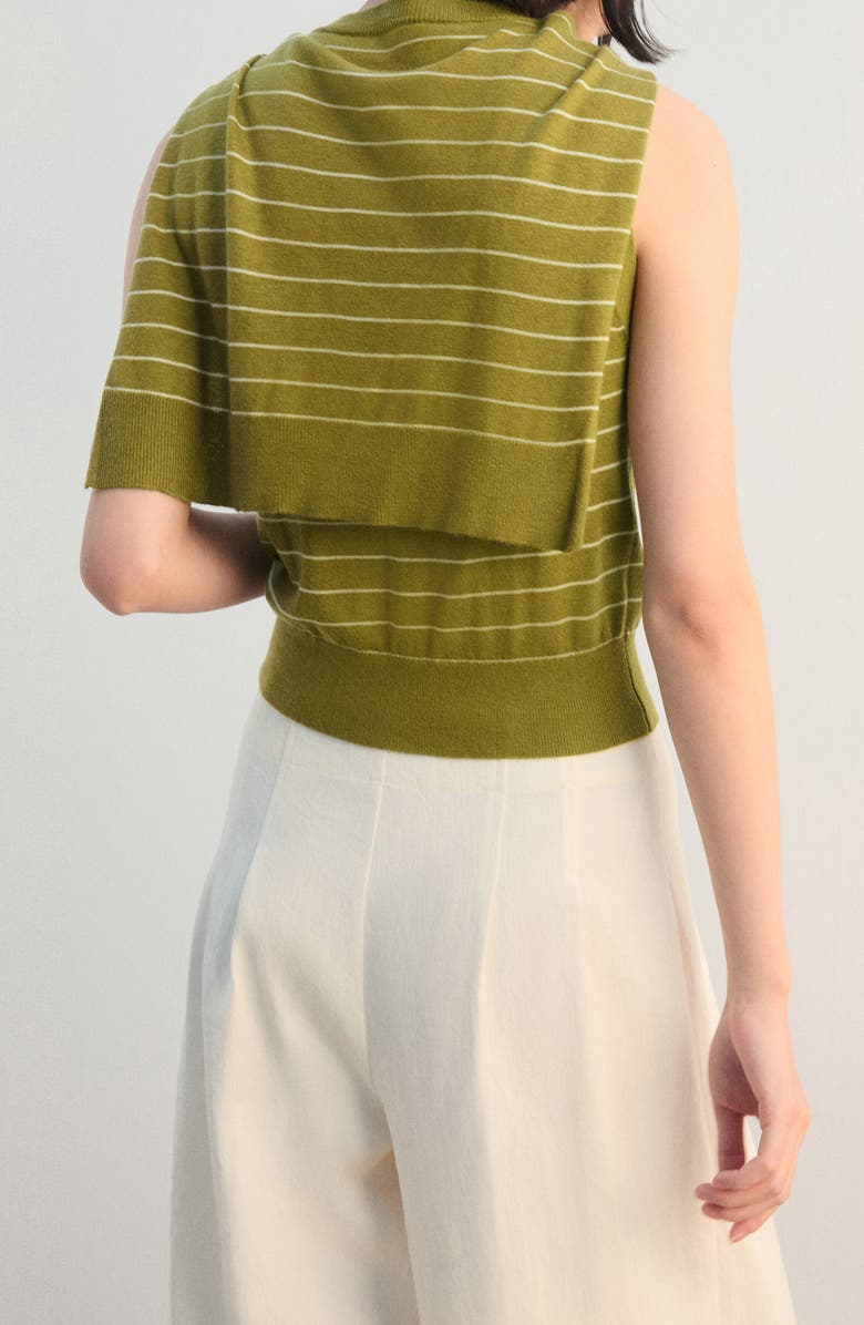 MANGO Tie Neck Sweater Vest, Alternate, color, Olive Green