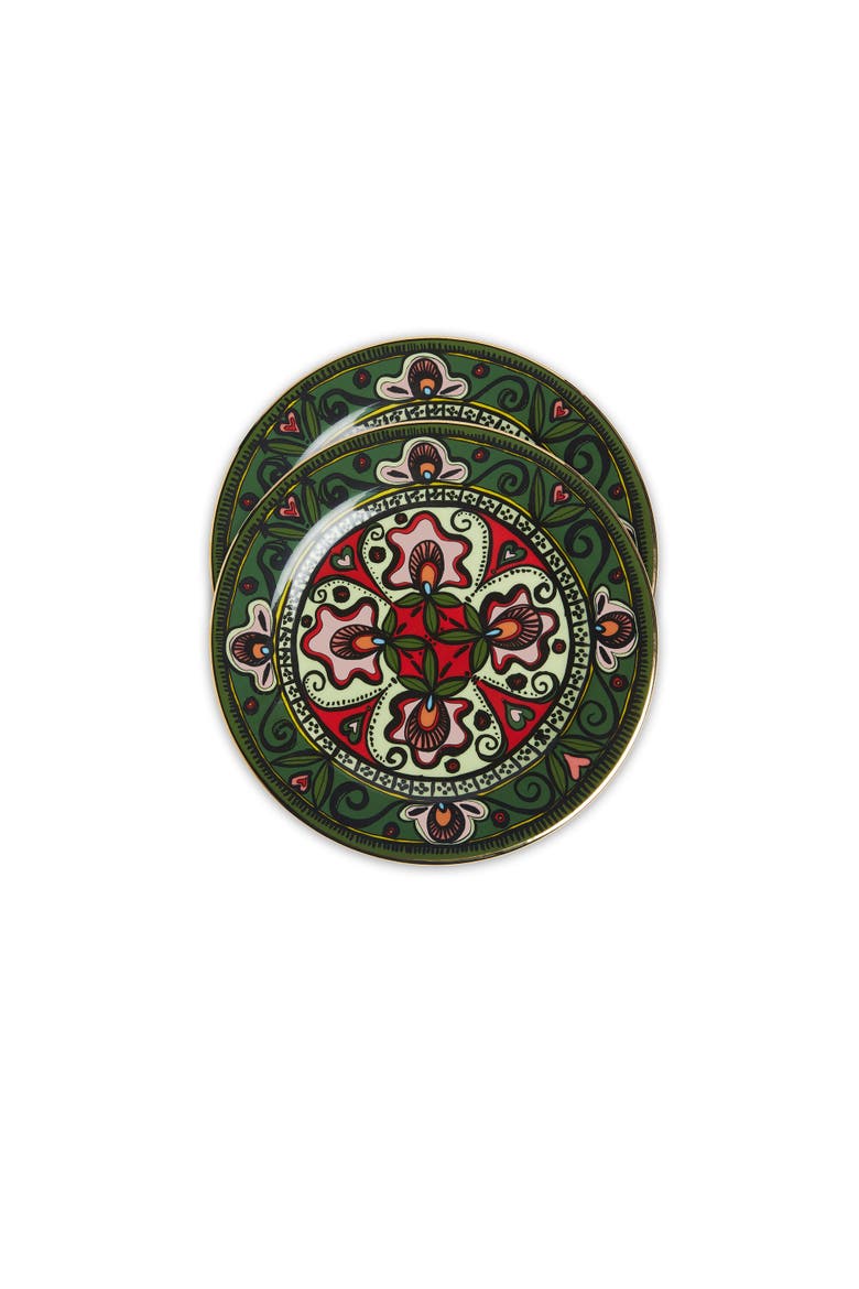Dessert Plates Set Of 2 Abundance Dark Green, Alternate, color, Abundance Dark Green