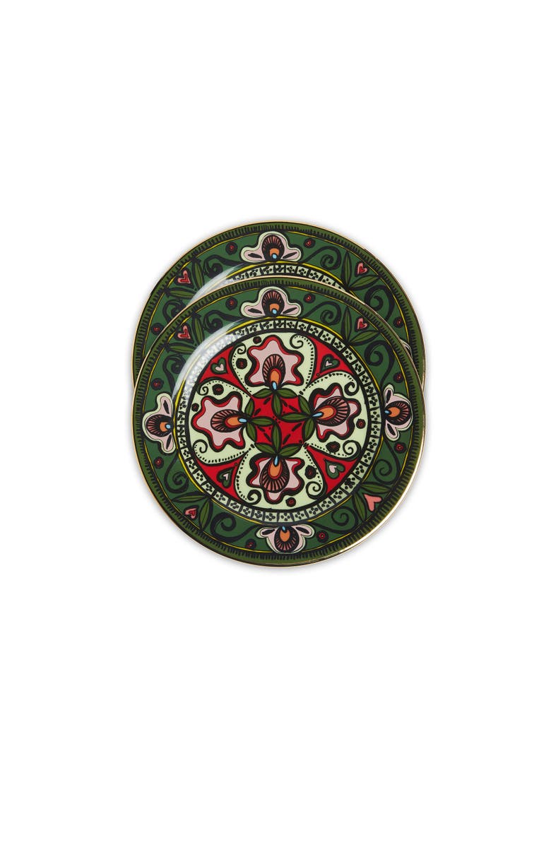La DoubleJ Dessert Plates Set Of 2 Abundance Dark Green, Alternate, color, Abundance Dark Green