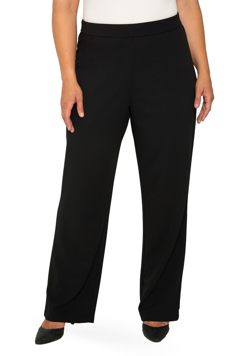 Standards & Practices High Waist Stretch Crepe Trousers, Main, color, Black