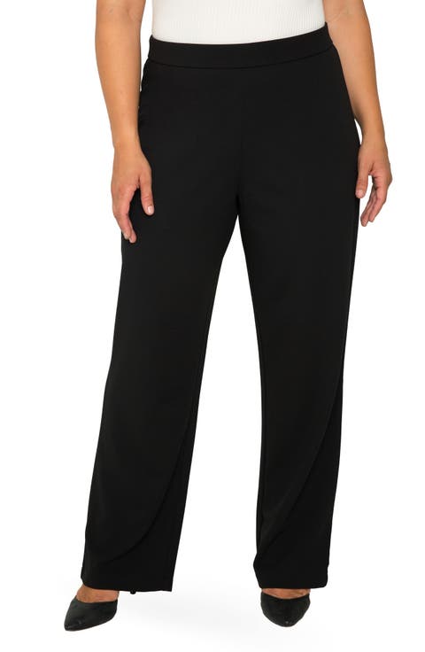 High Waist Stretch Crepe Trousers (Plus Size)