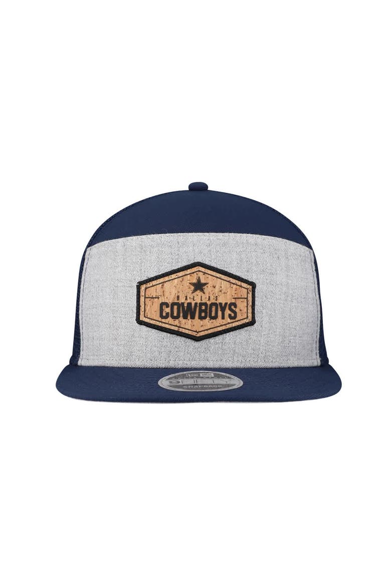 Men's New Era  Gray/Navy Dallas Cowboys Cork Split Panel 9FIFTY Trucker Snapback Hat, Alternate, color, Gray